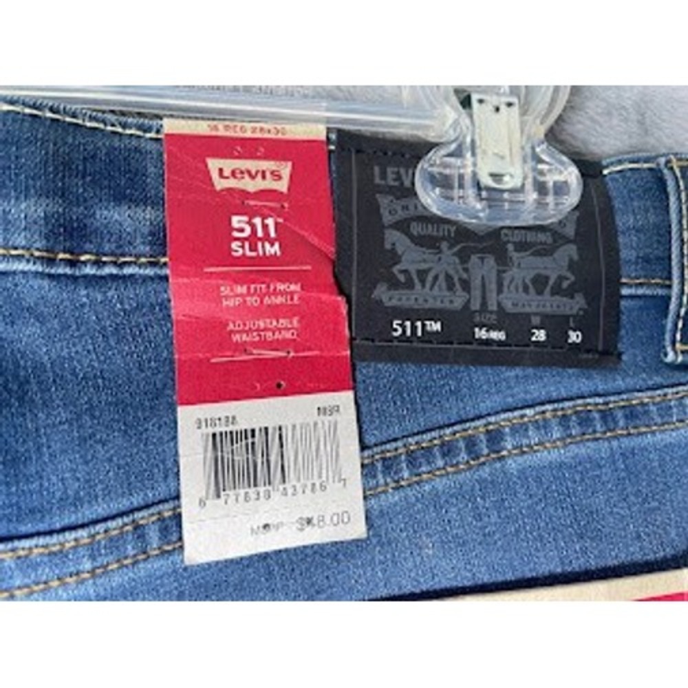 NWT Levis 511 Slim Fit Performance Jeans Boys Size 16 Reg 28x30 Blue Denim - Picture 8 of 8